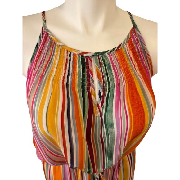 VTG Inspired Velvet Graham & Spencer Maxi Dress XL Rainbow Stripe Summer - Picture 2 of 9